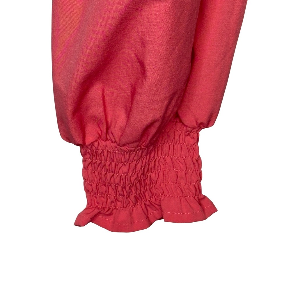 ASTR The Label Blouse Womens‎ Small Pink Smocked Peplum Long Sleeve Coquette - Picture 5 of 8